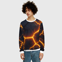 Свитшот мужской Молнии и черные объемные плиты, цвет: 3D-белый — фото 2