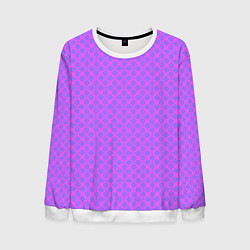 Свитшот мужской Розовый сиреневый узор в клетку и горох, цвет: 3D-белый