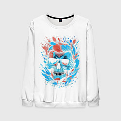 Свитшот мужской Крутой череп, цвет: 3D-белый