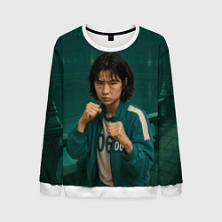 Мужской свитшот Игра в кальмара - игрок 067 в стойке бойца