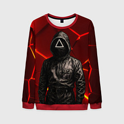 Свитшот мужской Игра в кальмара - страж в черном, цвет: 3D-красный