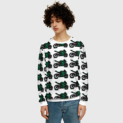 Свитшот мужской Motorbike dark green, цвет: 3D-белый — фото 2