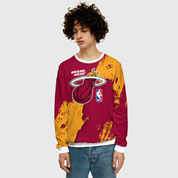 Свитшот мужской Майами Хит - разлитая краска, цвет: 3D-белый — фото 2