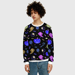 Свитшот мужской Halloween blue black pumpkin, цвет: 3D-белый — фото 2