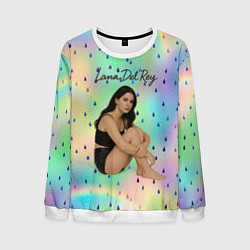 Свитшот мужской Lana Del Rey сидит обняв колени, цвет: 3D-белый