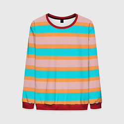 Свитшот мужской Полосы бирюзово-розовые, цвет: 3D-красный