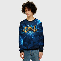Свитшот мужской ВМФ якорь и штурвал, цвет: 3D-черный — фото 2