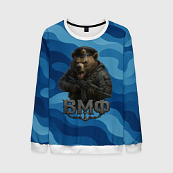 Свитшот мужской ВМФ медведь, цвет: 3D-белый