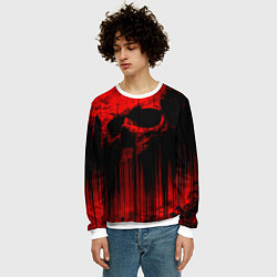 Свитшот мужской Красный череп на фоне абстракции, цвет: 3D-белый — фото 2