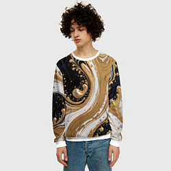 Свитшот мужской Черный агат и жидкое золото, цвет: 3D-белый — фото 2