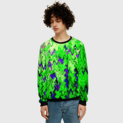 Свитшот мужской Ярко-зелёный стекающая абстаркция, цвет: 3D-черный — фото 2