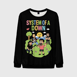 Свитшот мужской System of a Down мультяшный, цвет: 3D-черный