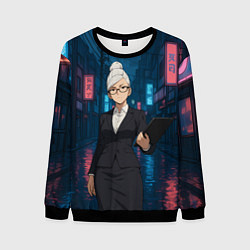 Свитшот мужской Dandadan Seiko в городе с планшетом, цвет: 3D-черный