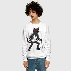 Свитшот мужской Кот - Фредди Меркьюри, цвет: 3D-белый — фото 2
