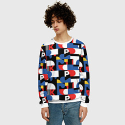Свитшот мужской Геометрия букв, цвет: 3D-белый — фото 2