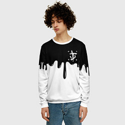 Свитшот мужской Doom logo жидкие краски, цвет: 3D-белый — фото 2