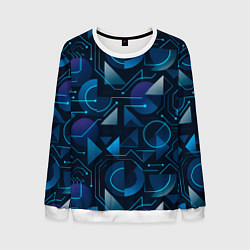 Свитшот мужской Футуристическая сине-фиолетовая абстракция с хакер, цвет: 3D-белый