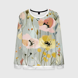 Свитшот мужской Цветы и цветочки, цвет: 3D-белый