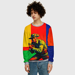 Свитшот мужской Австралийский ретро солдат поп-арт, цвет: 3D-меланж — фото 2