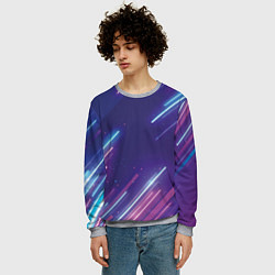 Свитшот мужской Абстракция бело синие красные полосы, цвет: 3D-меланж — фото 2