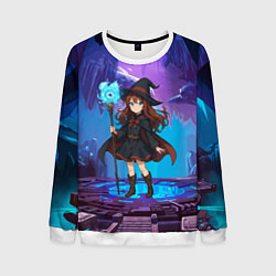 Свитшот мужской Аниме девочка маг с волшебных посохом, цвет: 3D-белый