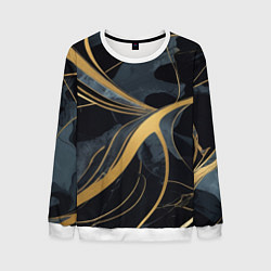 Свитшот мужской Мраморный узор с золотыми полосками, цвет: 3D-белый