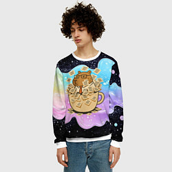 Свитшот мужской Менеджер капибара в кружке в стикерах, цвет: 3D-белый — фото 2