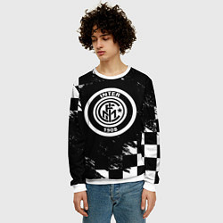 Свитшот мужской Inter клетка краски, цвет: 3D-белый — фото 2