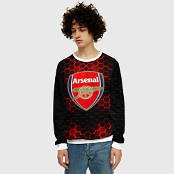 Свитшот мужской Арсенал красные соты, цвет: 3D-белый — фото 2