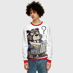 Свитшот мужской Бобр - интеллигент с газетой, цвет: 3D-красный — фото 2