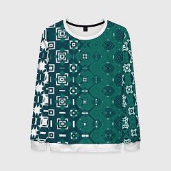 Свитшот мужской Изумрудные узоры, цвет: 3D-белый