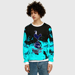 Свитшот мужской ФК Тоттенхэм голубой огонь, цвет: 3D-белый — фото 2