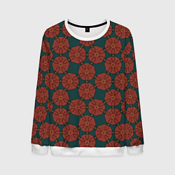 Мужской свитшот Красные цветы на сине-зеленом