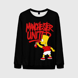 Свитшот мужской Граффити Манчестер Юнайтед и Барт Симсон, цвет: 3D-черный
