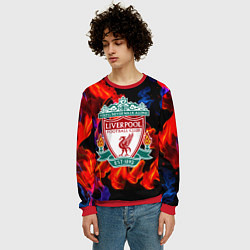 Свитшот мужской Liverpool огненный стиль текстура, цвет: 3D-красный — фото 2