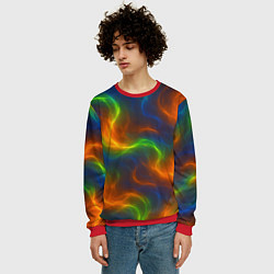 Свитшот мужской Разноцветное пламя и дым, цвет: 3D-красный — фото 2
