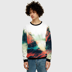 Свитшот мужской Абстракция с плавными формами краски, цвет: 3D-черный — фото 2