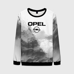 Свитшот мужской Opel на сером абстрактном фоне, цвет: 3D-черный