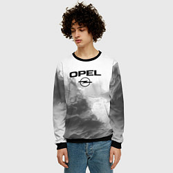 Свитшот мужской Opel на сером абстрактном фоне, цвет: 3D-черный — фото 2