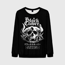 Свитшот мужской Черный клевер череп, цвет: 3D-черный