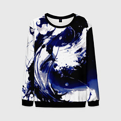 Свитшот мужской Чёрно-фиолетовый абстракция волна, цвет: 3D-черный