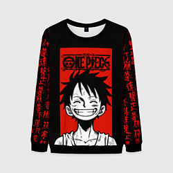Свитшот мужской Ван Пис, Луффи на красном, цвет: 3D-черный