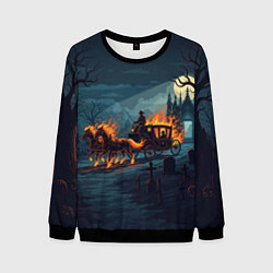 Свитшот мужской Призраки в горящей конной повозке, цвет: 3D-черный