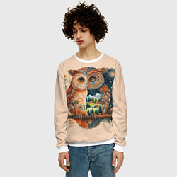 Свитшот мужской Сова разделенная на день и ночь абстракция, цвет: 3D-белый — фото 2