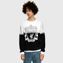Свитшот мужской Liverpool краски черно белые, цвет: 3D-белый — фото 2
