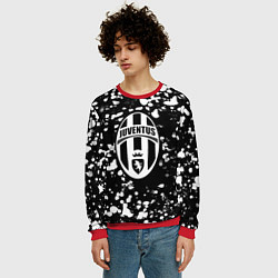 Свитшот мужской Ювентус белые краски текстура, цвет: 3D-красный — фото 2