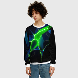 Свитшот мужской Neon green glow, цвет: 3D-белый — фото 2