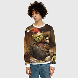 Свитшот мужской Шрек панк в человеческом облике, цвет: 3D-белый — фото 2