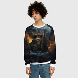 Свитшот мужской The purrminator кот терминатор, цвет: 3D-белый — фото 2