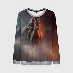 Свитшот мужской Всадник на лошади из тумана, цвет: 3D-меланж